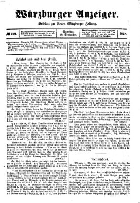 Würzburger Anzeiger (Neue Würzburger Zeitung) Samstag 18. September 1858