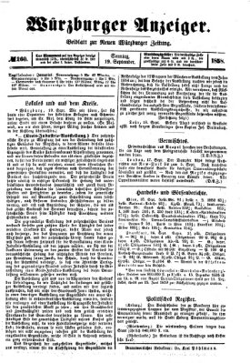 Würzburger Anzeiger (Neue Würzburger Zeitung) Sonntag 19. September 1858