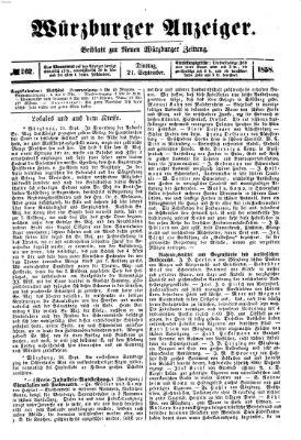 Würzburger Anzeiger (Neue Würzburger Zeitung) Dienstag 21. September 1858