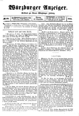 Würzburger Anzeiger (Neue Würzburger Zeitung) Montag 27. September 1858