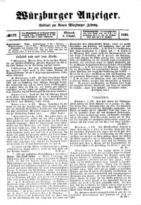 Würzburger Anzeiger (Neue Würzburger Zeitung) Mittwoch 6. Oktober 1858