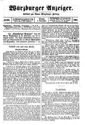 Würzburger Anzeiger (Neue Würzburger Zeitung) Montag 1. November 1858