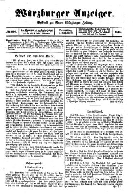 Würzburger Anzeiger (Neue Würzburger Zeitung) Donnerstag 4. November 1858