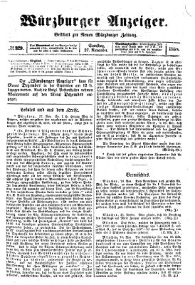 Würzburger Anzeiger (Neue Würzburger Zeitung) Samstag 27. November 1858