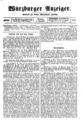 Würzburger Anzeiger (Neue Würzburger Zeitung) Samstag 4. Dezember 1858