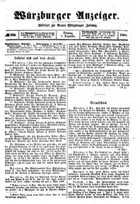 Würzburger Anzeiger (Neue Würzburger Zeitung) Dienstag 7. Dezember 1858