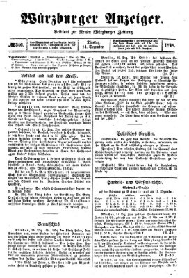 Würzburger Anzeiger (Neue Würzburger Zeitung) Dienstag 14. Dezember 1858