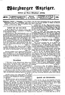 Würzburger Anzeiger (Neue Würzburger Zeitung) Mittwoch 22. Dezember 1858