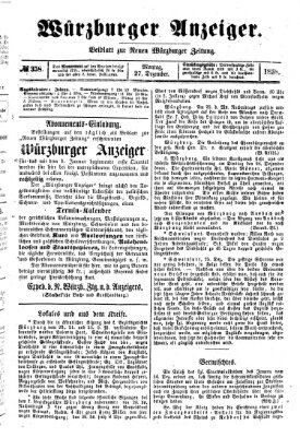 Würzburger Anzeiger (Neue Würzburger Zeitung) Montag 27. Dezember 1858