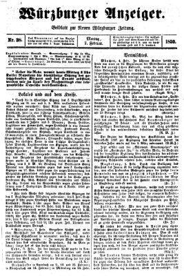 Würzburger Anzeiger (Neue Würzburger Zeitung) Montag 7. Februar 1859