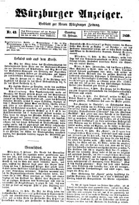 Würzburger Anzeiger (Neue Würzburger Zeitung) Samstag 12. Februar 1859