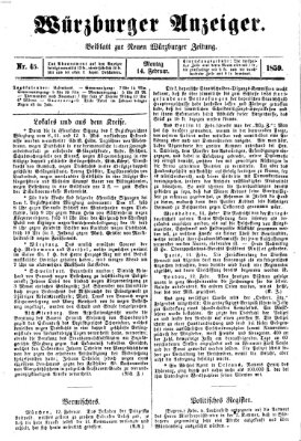 Würzburger Anzeiger (Neue Würzburger Zeitung) Montag 14. Februar 1859