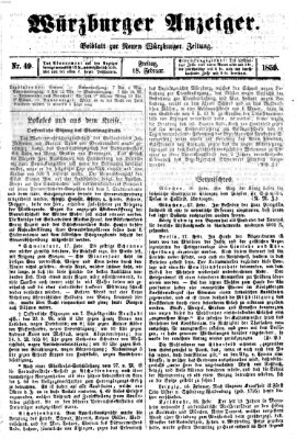 Würzburger Anzeiger (Neue Würzburger Zeitung) Freitag 18. Februar 1859