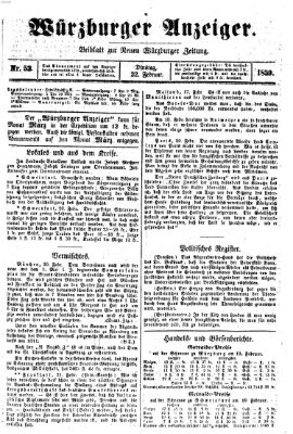 Würzburger Anzeiger (Neue Würzburger Zeitung) Dienstag 22. Februar 1859