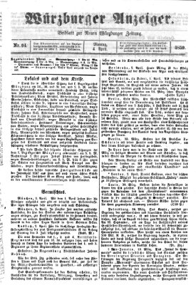 Würzburger Anzeiger (Neue Würzburger Zeitung) Montag 4. April 1859