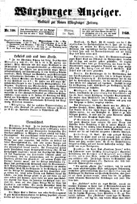 Würzburger Anzeiger (Neue Würzburger Zeitung) Monday 18. April 1859