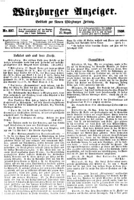 Würzburger Anzeiger (Neue Würzburger Zeitung) Samstag 27. August 1859