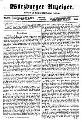 Würzburger Anzeiger (Neue Würzburger Zeitung) Mittwoch 7. September 1859