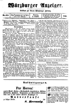 Würzburger Anzeiger (Neue Würzburger Zeitung) Sonntag 2. Oktober 1859