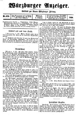 Würzburger Anzeiger (Neue Würzburger Zeitung) Mittwoch 5. Oktober 1859