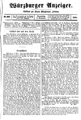 Würzburger Anzeiger (Neue Würzburger Zeitung) Donnerstag 3. November 1859