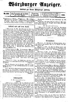 Würzburger Anzeiger (Neue Würzburger Zeitung) Donnerstag 10. November 1859