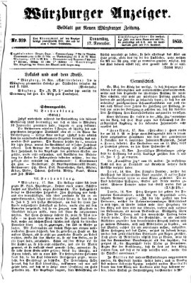 Würzburger Anzeiger (Neue Würzburger Zeitung) Donnerstag 17. November 1859