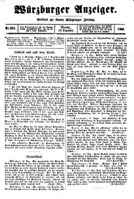 Würzburger Anzeiger (Neue Würzburger Zeitung) Montag 19. Dezember 1859