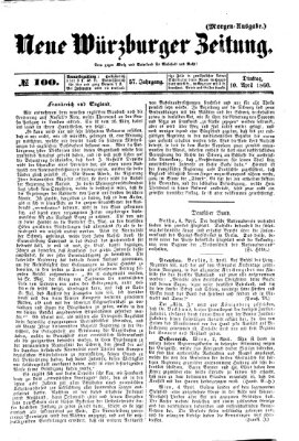 Neue Würzburger Zeitung Dienstag 10. April 1860