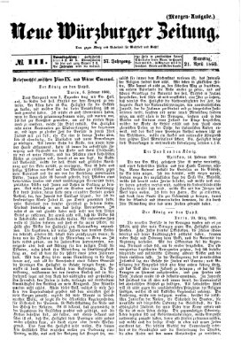 Neue Würzburger Zeitung Samstag 21. April 1860