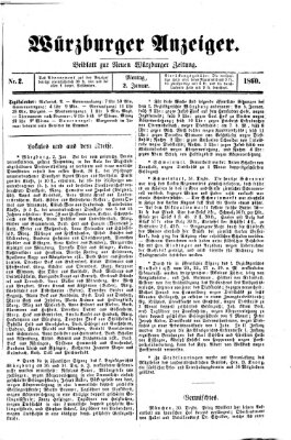 Würzburger Anzeiger (Neue Würzburger Zeitung) Montag 2. Januar 1860