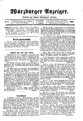 Würzburger Anzeiger (Neue Würzburger Zeitung) Donnerstag 5. Januar 1860