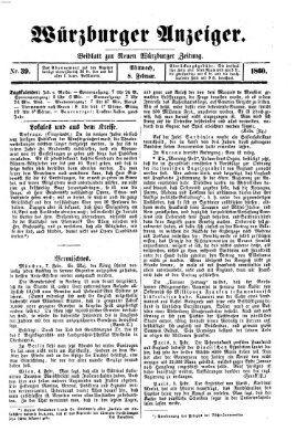 Würzburger Anzeiger (Neue Würzburger Zeitung) Mittwoch 8. Februar 1860