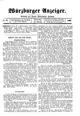 Würzburger Anzeiger (Neue Würzburger Zeitung) Donnerstag 16. Februar 1860