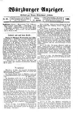 Würzburger Anzeiger (Neue Würzburger Zeitung) Freitag 17. Februar 1860