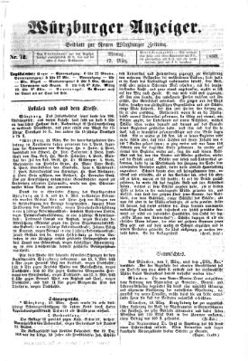 Würzburger Anzeiger (Neue Würzburger Zeitung) Montag 12. März 1860