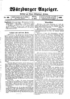 Würzburger Anzeiger (Neue Würzburger Zeitung) Montag 9. April 1860