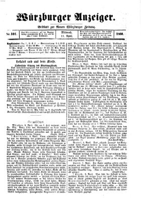 Würzburger Anzeiger (Neue Würzburger Zeitung) Mittwoch 11. April 1860