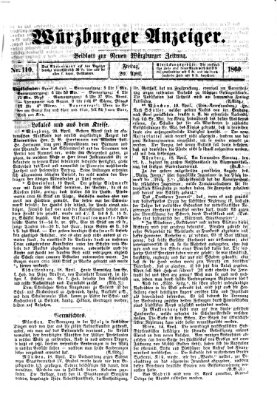 Würzburger Anzeiger (Neue Würzburger Zeitung) Freitag 20. April 1860