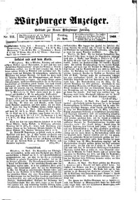 Würzburger Anzeiger (Neue Würzburger Zeitung) Samstag 21. April 1860