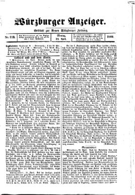 Würzburger Anzeiger (Neue Würzburger Zeitung) Montag 23. April 1860