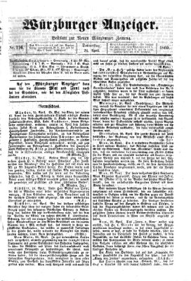 Würzburger Anzeiger (Neue Würzburger Zeitung) Donnerstag 26. April 1860