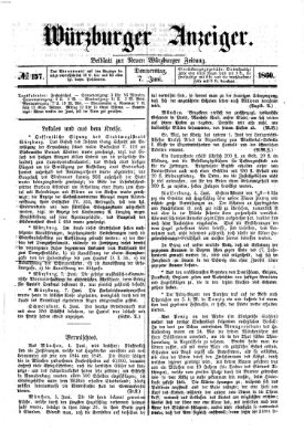 Würzburger Anzeiger (Neue Würzburger Zeitung) Donnerstag 7. Juni 1860