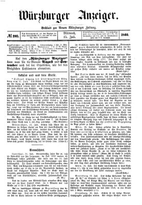 Würzburger Anzeiger (Neue Würzburger Zeitung) Mittwoch 25. Juli 1860