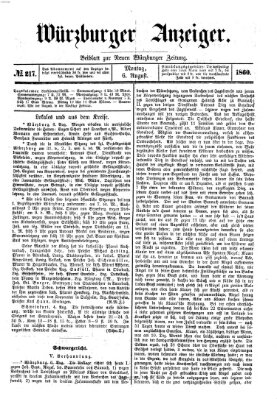 Würzburger Anzeiger (Neue Würzburger Zeitung) Montag 6. August 1860