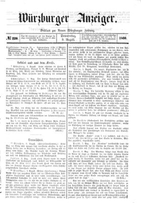 Würzburger Anzeiger (Neue Würzburger Zeitung) Donnerstag 9. August 1860