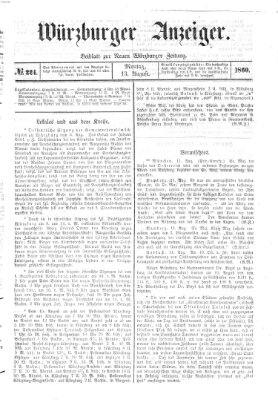 Würzburger Anzeiger (Neue Würzburger Zeitung) Montag 13. August 1860