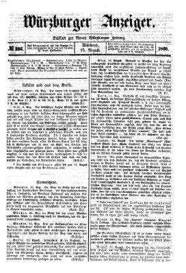 Würzburger Anzeiger (Neue Würzburger Zeitung) Mittwoch 15. August 1860