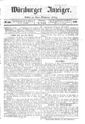 Würzburger Anzeiger (Neue Würzburger Zeitung) Sonntag 19. August 1860