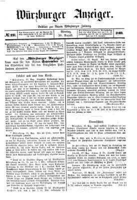 Würzburger Anzeiger (Neue Würzburger Zeitung) Montag 20. August 1860